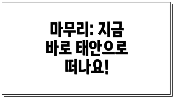 마무리: 지금 바로 태안으로 떠나요!