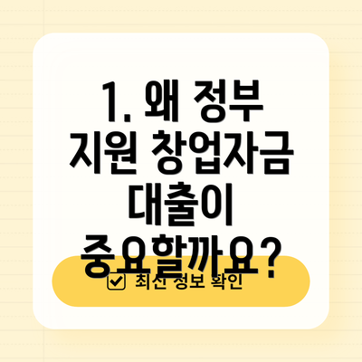 1. 왜 정부 지원 창업자금 대출이 중요할까요?