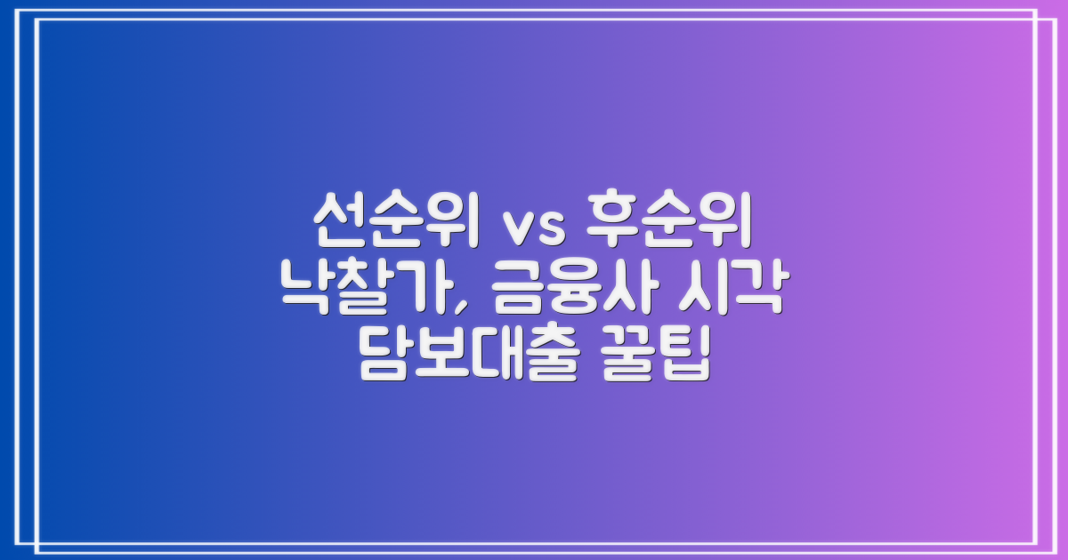 담보대출 선순위 vs 후순위: 낙찰가와 금융사의 시각